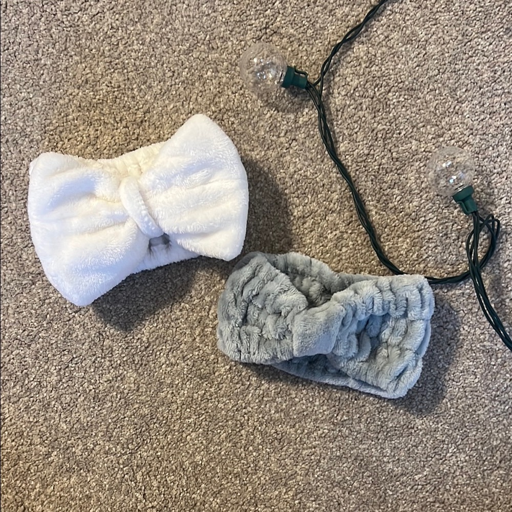 Cozy Cloth Elastic Spa Headband Set | White & Gray